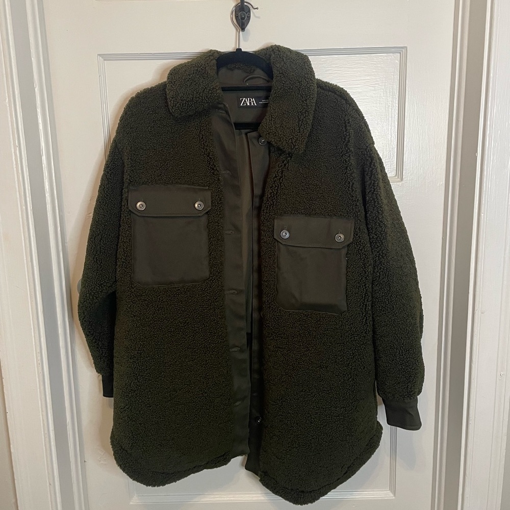 💚 ZARA oversized green sherpa shacket 💚 - Picture 3 of 6